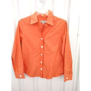 Coldwater Creek Button Front Shirt Orange Petite XS Cotton